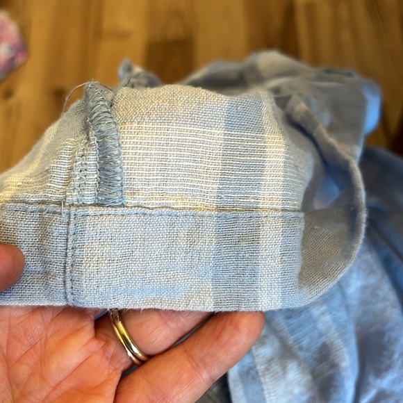 American Eagle Cotton Linen Blue Plaid Shorts Comfy Elastic Back Waist Womens S - Picture 7 of 9